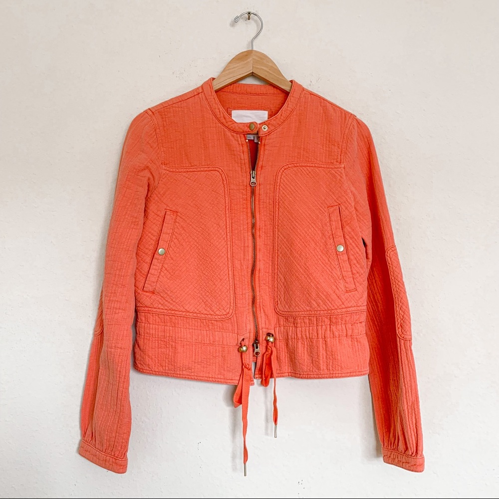 Anthropologie Orange Quilted Jacket